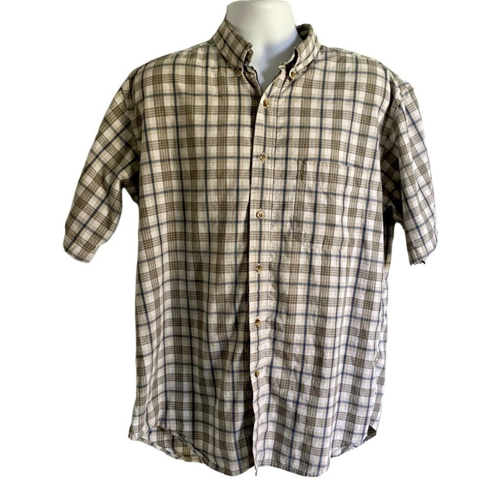 Roundtree and Yorke Cotton Short Sleeve Button Down Shirt Large